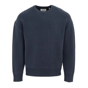 Firetrap Mens Knitted Cotton Crew Neck Sweatshirt / Navy